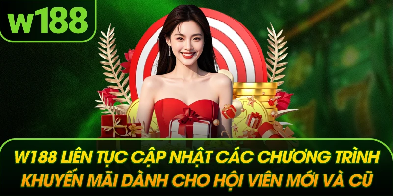 W188 liên tục cập nhật các chương trình khuyến mãi dành cho hội viên mới và cũ.